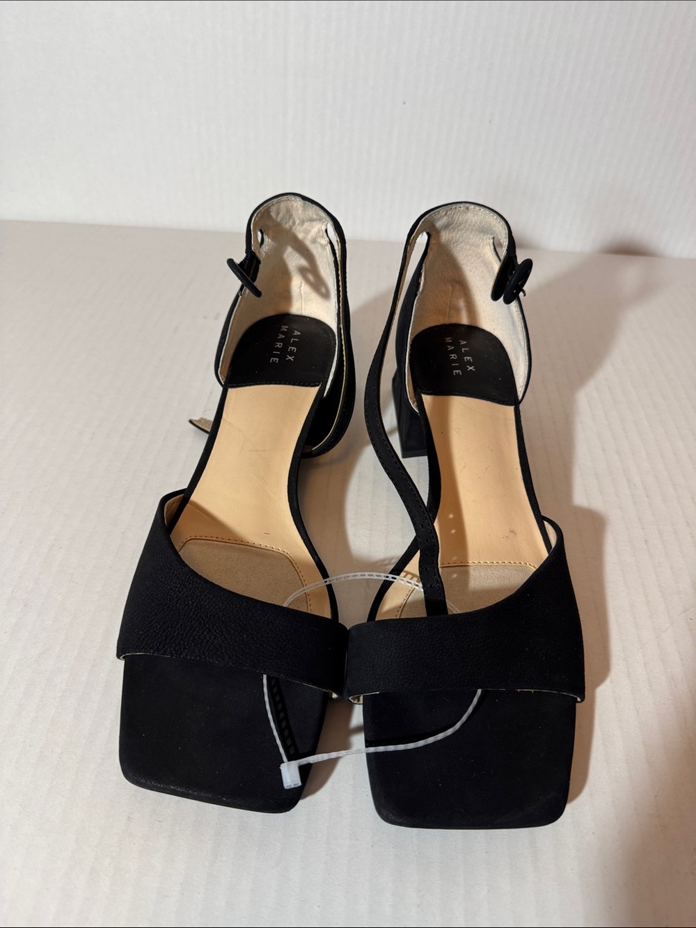 Alex Marie Black Square-Toe Ankle-Strap Block Heel Sandals - Picture 1 of 5